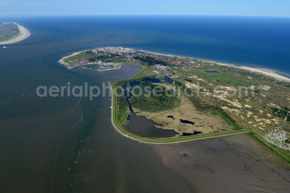 Norderney from the bird's eye view: Bay area of the North Sea- Island Norderney in the state Lower Saxony