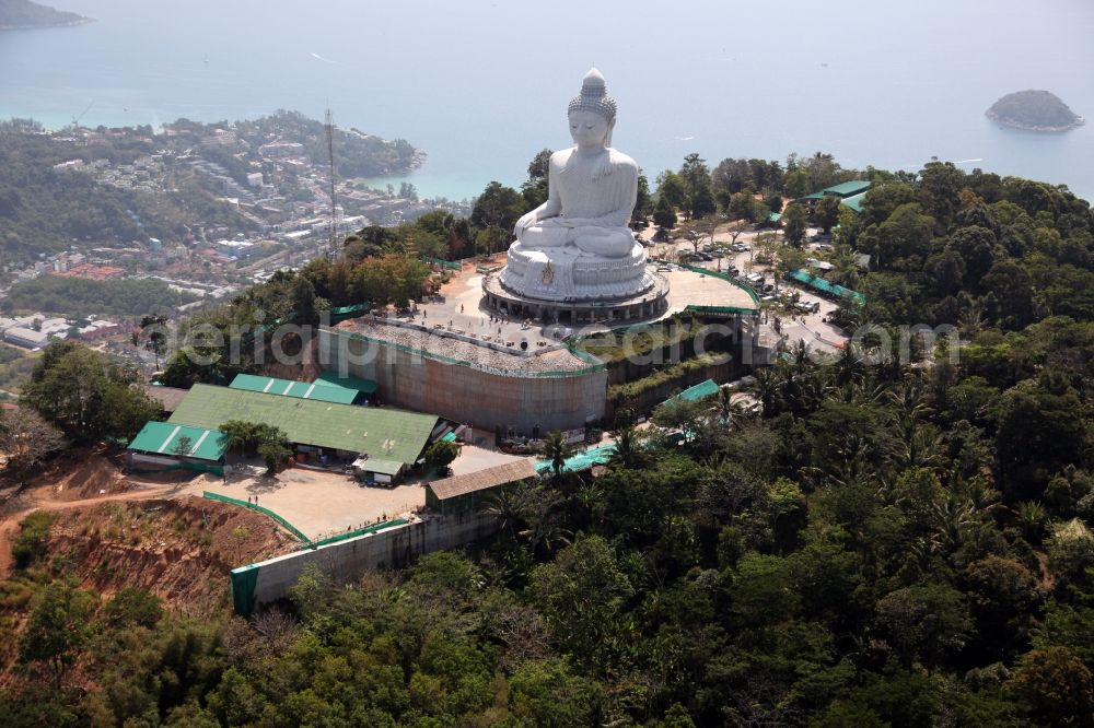 Aerial image Karon - The Great Buddha of Phuket, called Phra Phuttha Mingmongkhon Akenakkhiri - is a Buddha statue on Phuket Island in the southern region of Thailand