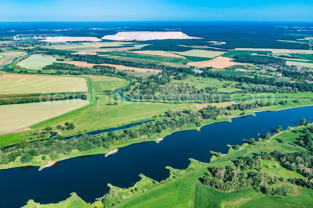 Heinrichsberg from above - Groyne head of the of Elbe - river course in Heinrichsberg in the state Saxony-Anhalt, Germany