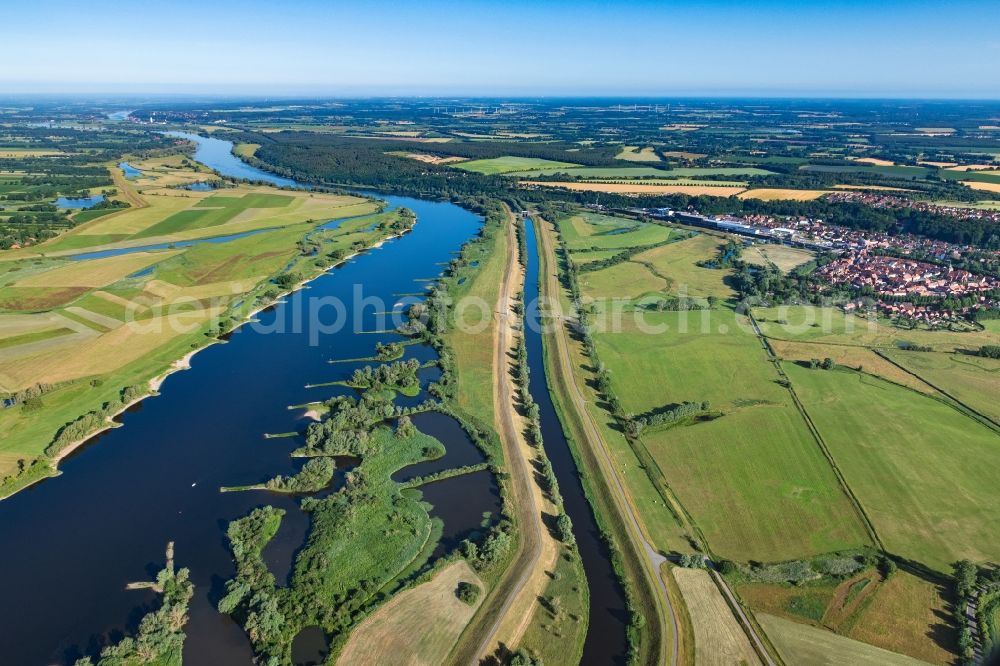 Aerial image Boizenburg/Elbe - Groyne head of the Elbe river course in Boizenburg/Elbe in the state Mecklenburg - Western Pomerania, Germany