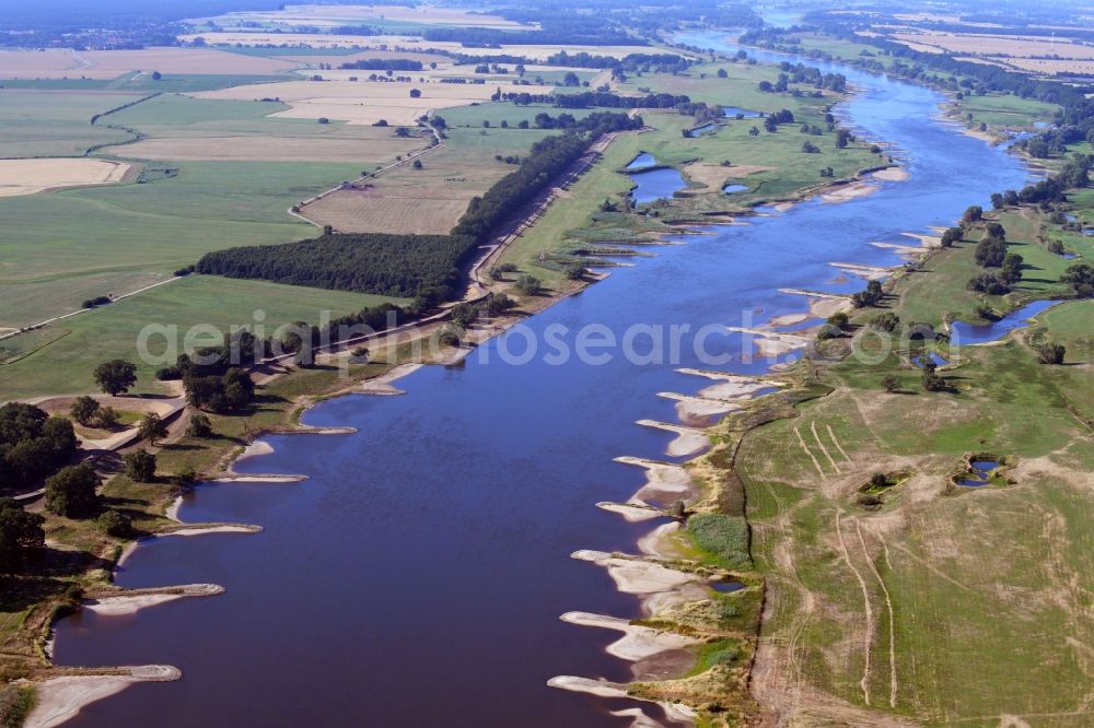 Aerial image Dalchau - Groyne head of the Elbe river course in Dalchau in the state Saxony-Anhalt, Germany