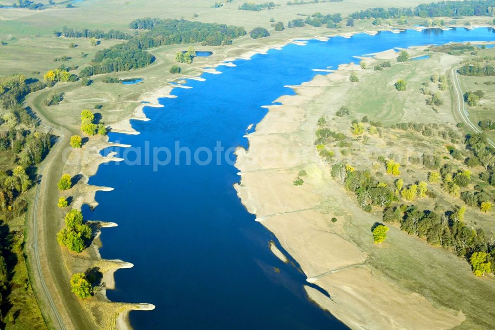 Aerial image Müggendorf - Groyne head of the Elbe river course in Mueggendorf in the state Brandenburg, Germany