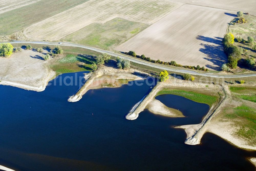 Wentdorf from above - Groyne head of the of Elbe river course in Wentdorf in the state Brandenburg, Germany