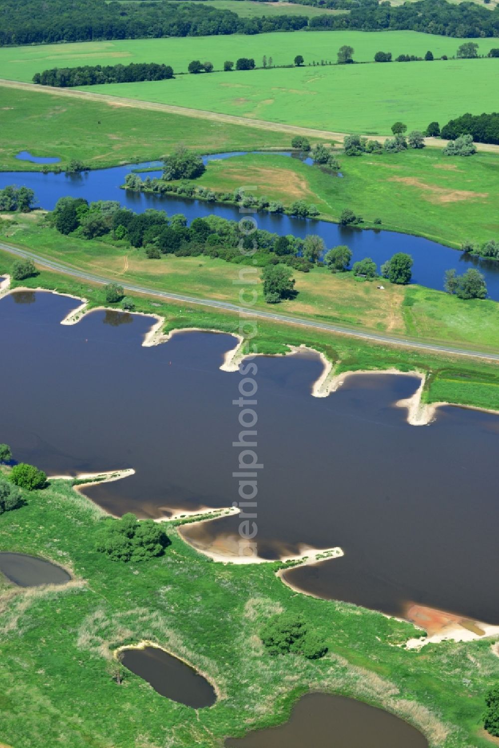 Aerial image Werben - Groyne head of the river course der Elbe in Werben in the state Saxony-Anhalt