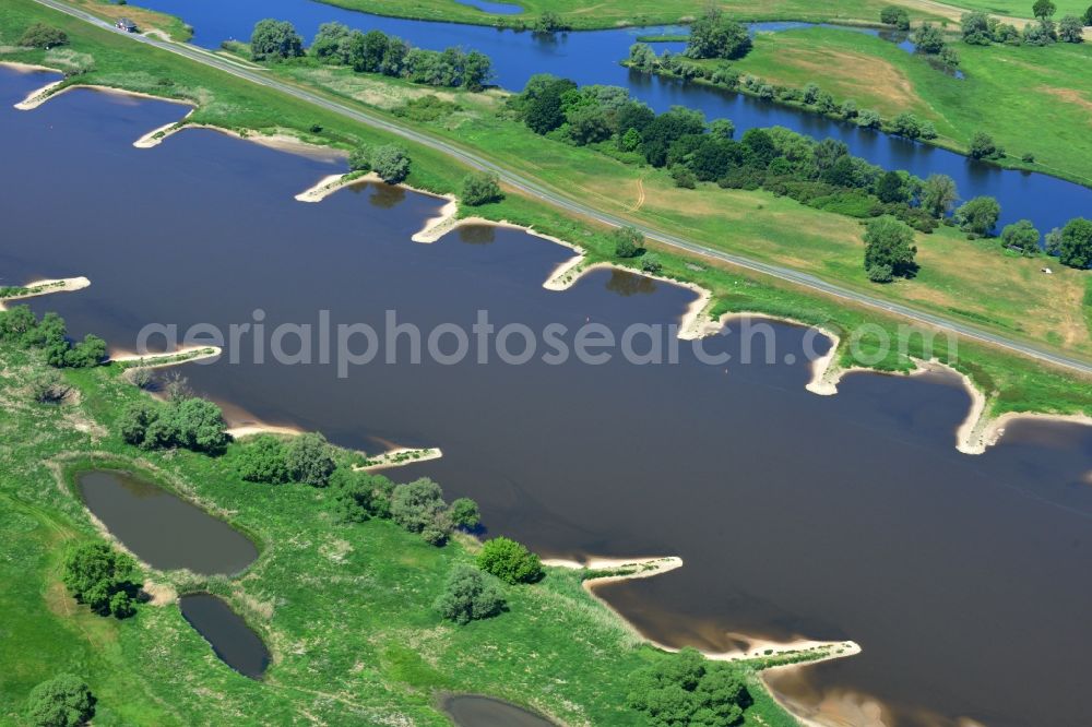 Aerial photograph Werben - Groyne head of the river course der Elbe in Werben in the state Saxony-Anhalt