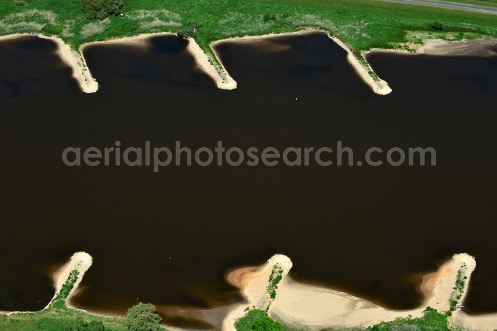 Aerial image Werben - Groyne head of the river course der Elbe in Werben in the state Saxony-Anhalt