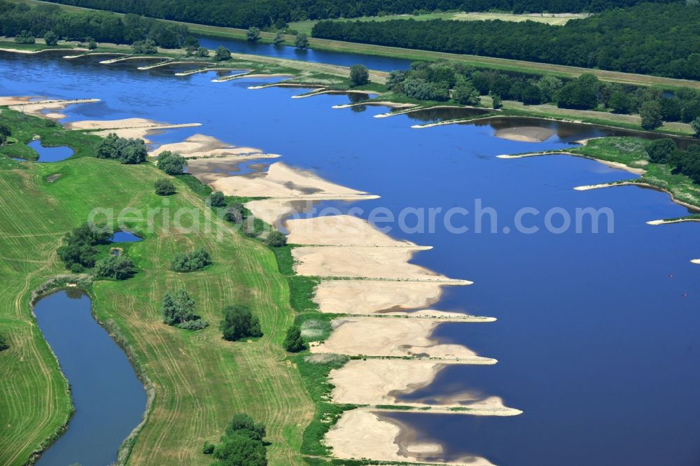 Aerial photograph Werben - Groyne head of the river course der Elbe in Werben in the state Saxony-Anhalt