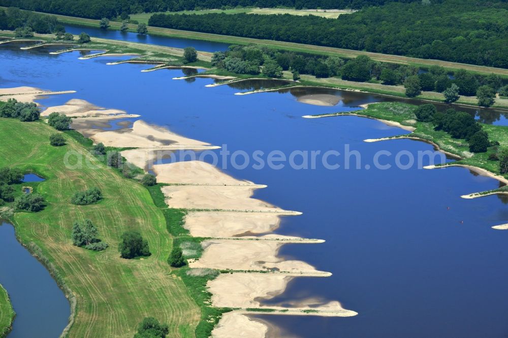 Werben from above - Groyne head of the river course der Elbe in Werben in the state Saxony-Anhalt