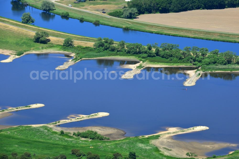 Werben from above - Groyne head of the river course der Elbe in Werben in the state Saxony-Anhalt