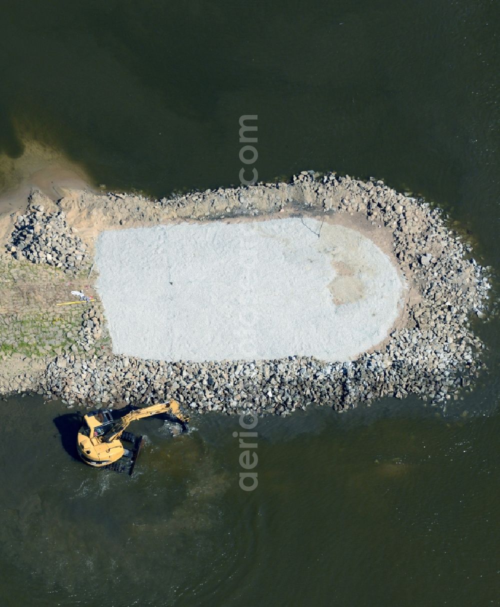 Frankfurt (Oder) from the bird's eye view: Groyne head of the der Oder river course in Frankfurt (Oder) in the state Brandenburg