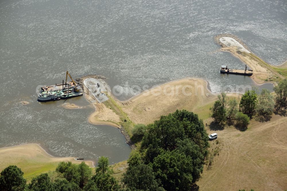 Aerial photograph Frankfurt (Oder) - Groyne head of the der Oder river course in Frankfurt (Oder) in the state Brandenburg