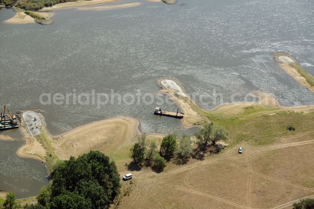 Frankfurt (Oder) from the bird's eye view: Groyne head of the der Oder river course in Frankfurt (Oder) in the state Brandenburg