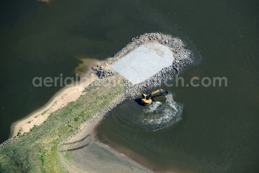 Frankfurt (Oder) from above - Groyne head of the der Oder river course in Frankfurt (Oder) in the state Brandenburg