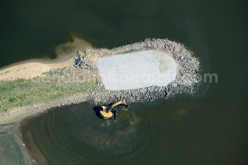 Frankfurt (Oder) from the bird's eye view: Groyne head of the der Oder river course in Frankfurt (Oder) in the state Brandenburg