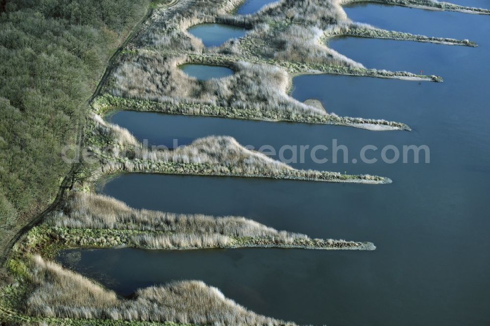 Frankfurt (Oder) from above - Groyne head of the Oder river course in Frankfurt (Oder) in the state Brandenburg