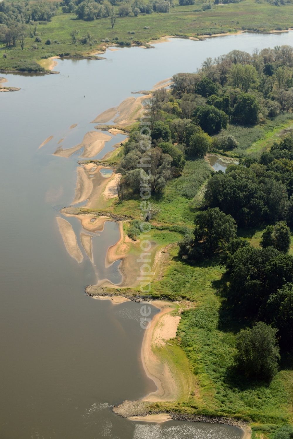 Swiecko from above - Groyne head of the Oder river course in Swiecko in Poland