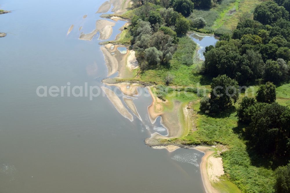 Aerial image Swiecko - Groyne head of the Oder river course in Swiecko in Poland