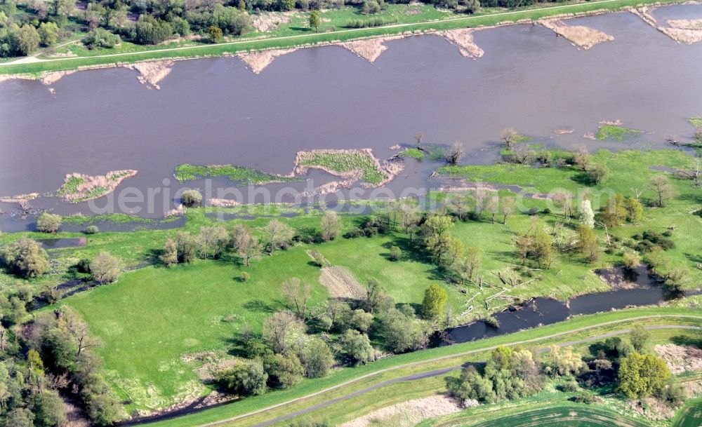 Lebus from the bird's eye view: Groyne head of the of Oof river course in Lebus in the state Brandenburg