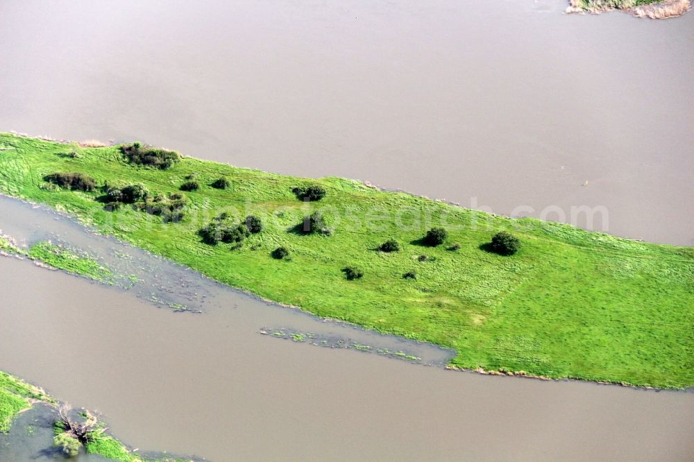 Aerial image Lebus - Groyne head of the of Oof river course in Lebus in the state Brandenburg