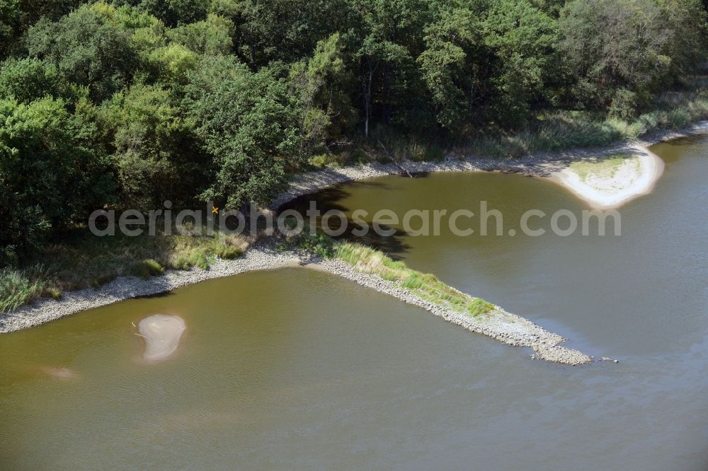 Frankfurt (Oder) from above - Groyne head of the der Oder an den Oderwiesen river course in Frankfurt (Oder) in the state Brandenburg