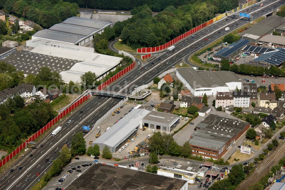 Essen from above - View of the autobahn 40 in Essen in the state North Rhine-Westphalia