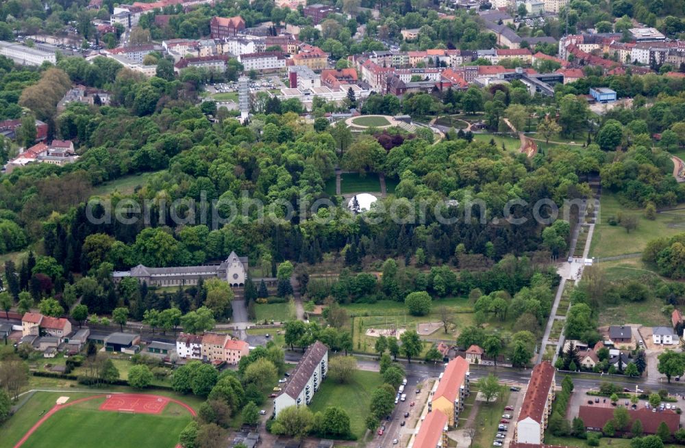 Aerial image Brandenburg an der Havel - View the site of the Bundesgartenschau 2015 in the Pack Court in Brandenburg an der Havel in the state Brandenburg