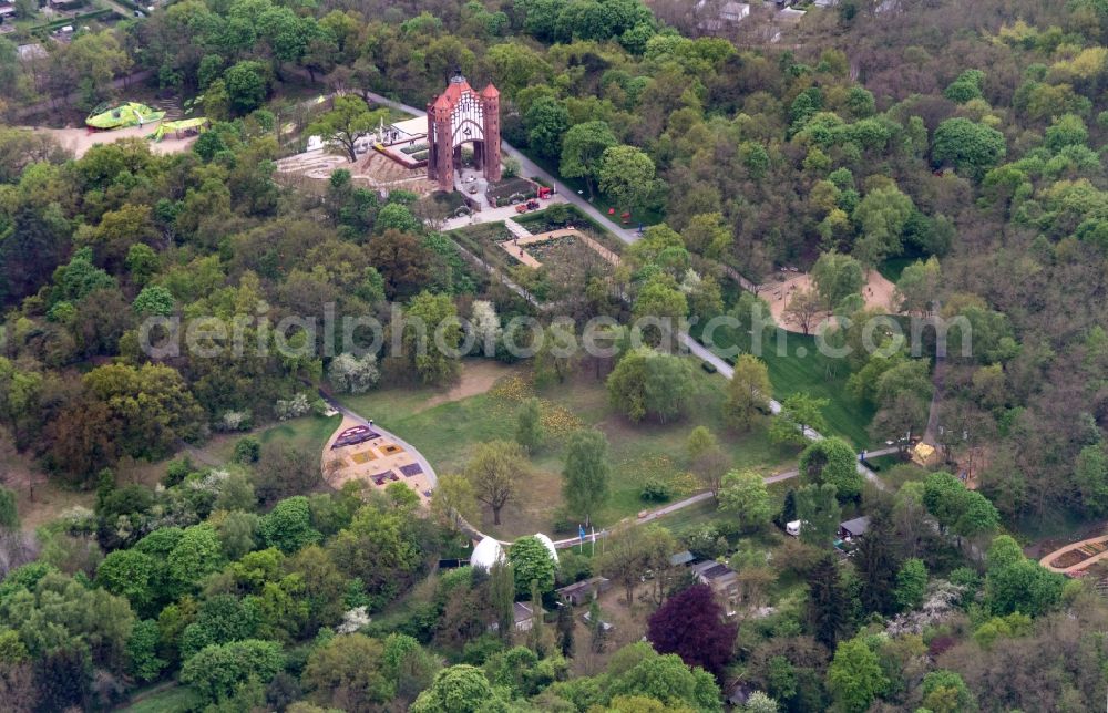 Aerial photograph Rathenow - Site of the Federal Garden Show 2015 (BUGA) in the area of the vineyard with the Birmarckturm - tower in Rathenow in Brandenburg