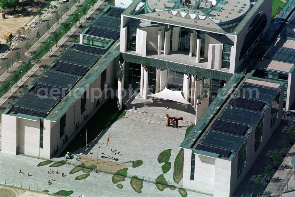 Aerial image Berlin - Federal Chancellery between the Spree and Tiergarten Spree on the Berlin government district in the center of the German capital Berlin