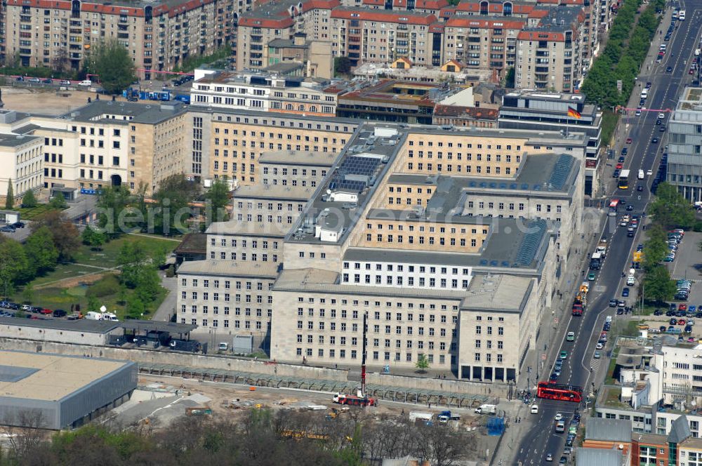 Berlin from the bird's eye view: Das Bundesministerium der Finanzen in Berlin Kreuzberg. The Federal Ministry of Finance in Berlin Kreuzberg.