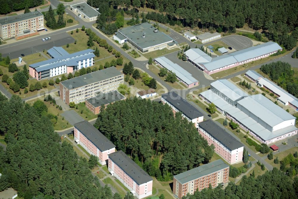 Aerial image Neustrelitz - Federal Police Training centre in Neustrelitz in the state of Mecklenburg - Western Pomerania. The compound with its educational facilities and different buildings is located in a forest in the Southwest of the town in the county district of Mecklenburgische Seenplatte