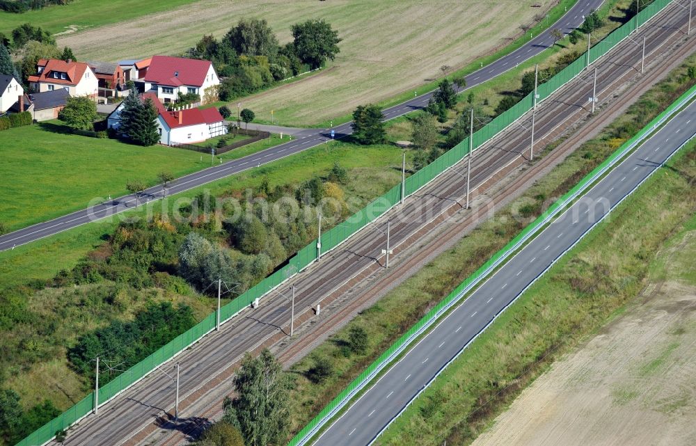 Großwudicke / Buckow from the bird's eye view: View of federal road 188 in Grosswudicke / Buckow in the state Brandenburg