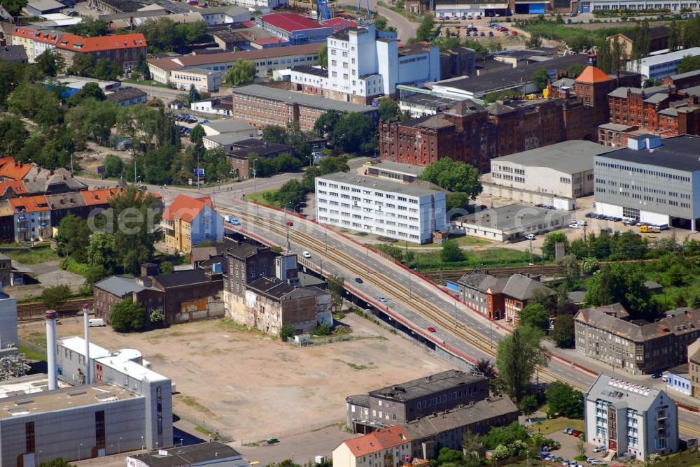 Aerial image Dessau - Bundesstrasse 184 am Heizkraftwerk der Stadtwerke Dessau.