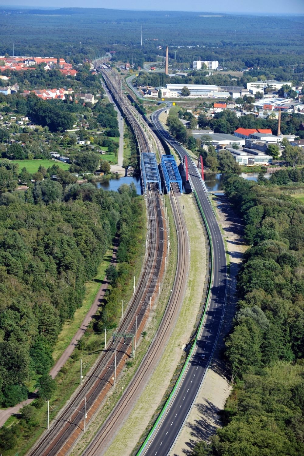 Aerial photograph Rathenow - View of federal road 188 in Rathenow in the state Brandenburg