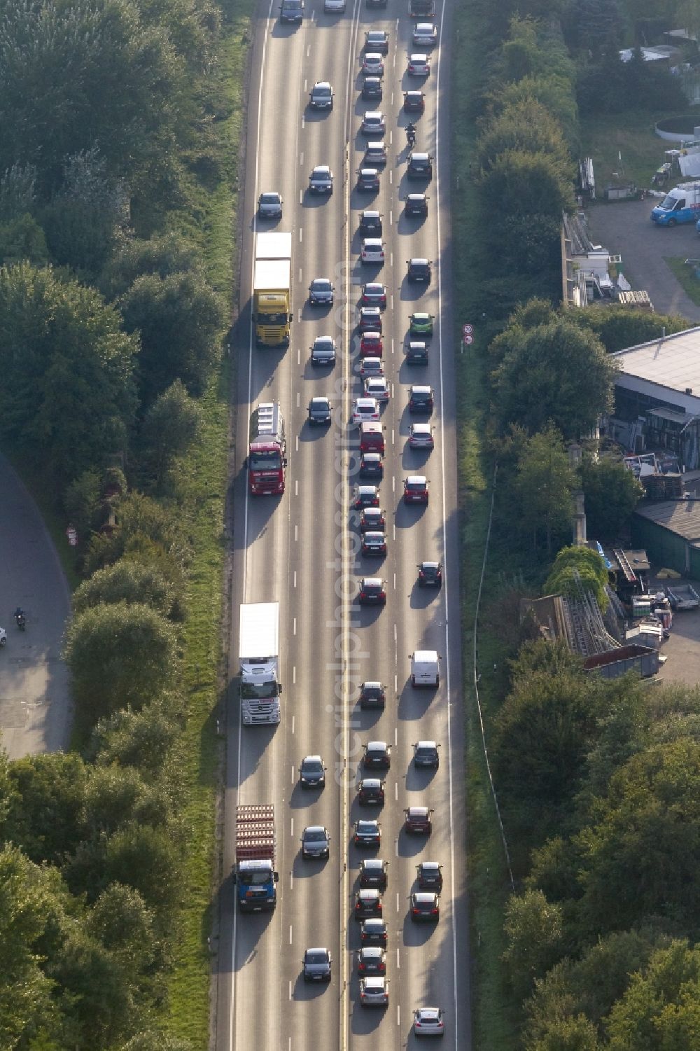 Gelsenkirchen from above - Highway on the city Gladbeck with Gelsenkirchen in the Ruhr area in North Rhine-Westphalia