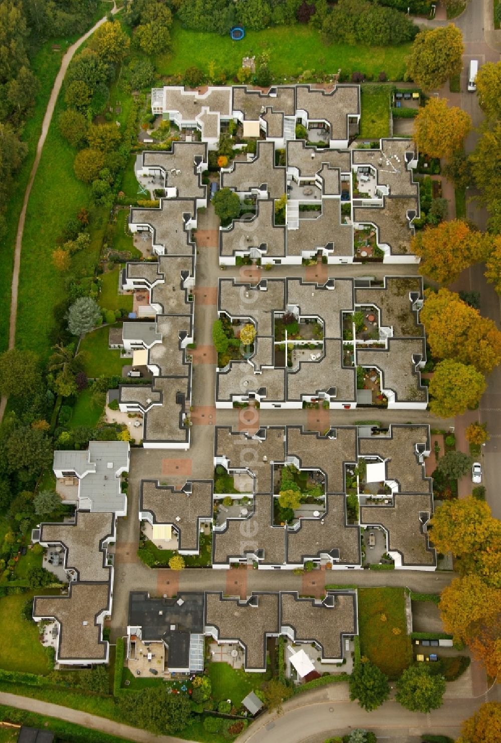 Aerial photograph Essen - View of bungalows in Essen in the state North Rhine-Westphalia