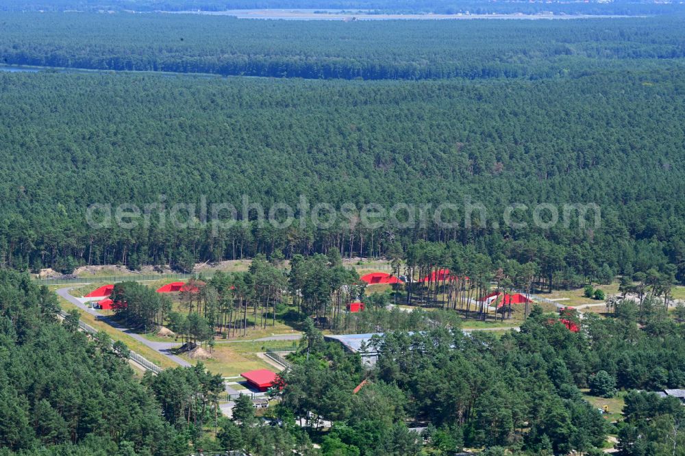 Biesenthal from the bird's eye view: Bunker complex and munitions depot on the military training grounds the police on street Finower Chaussee in Biesenthal in the state Brandenburg, Germany