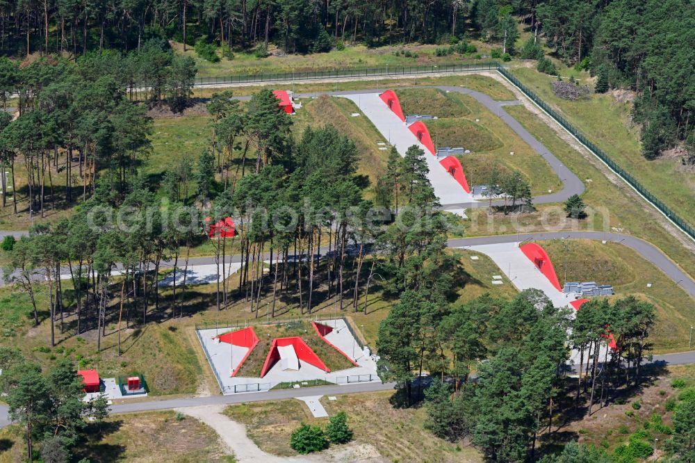 Aerial photograph Biesenthal - Bunker complex and munitions depot on the military training grounds the police on street Finower Chaussee in Biesenthal in the state Brandenburg, Germany