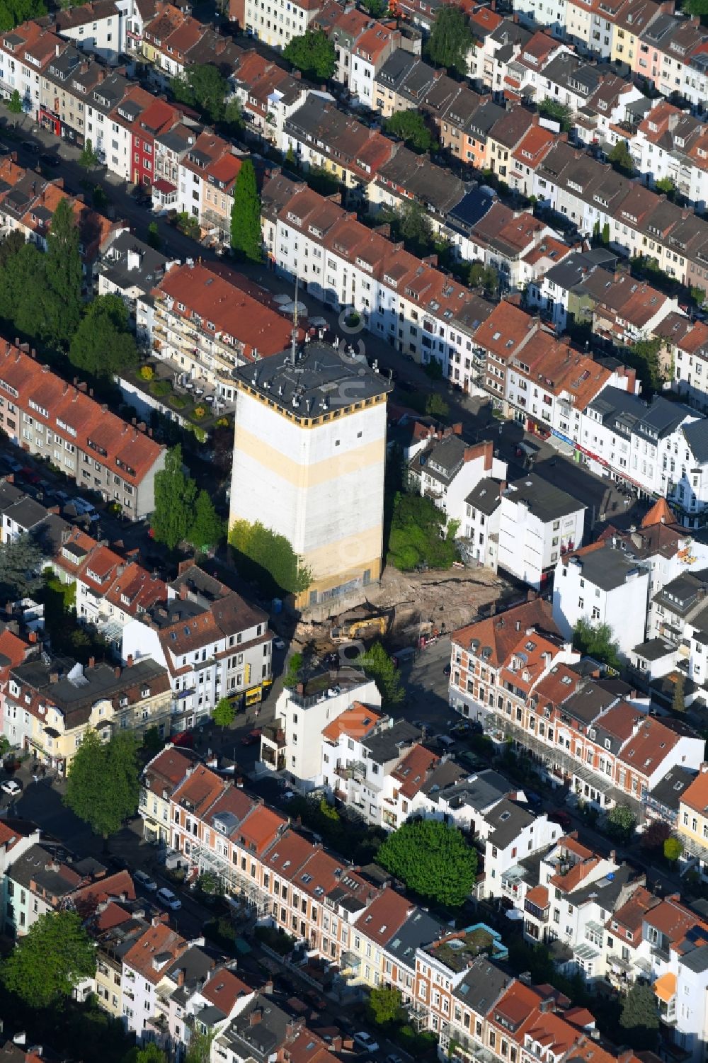 Bremen from above - Bunker- building complex of concrete and steel high bunkers at the Neanderstrasse in Bremen, Germany