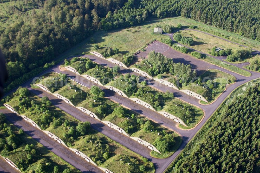 Brakel from above - Bunker complex and munitions depot on the military training grounds in the district Bellersen in Brakel in the state North Rhine-Westphalia