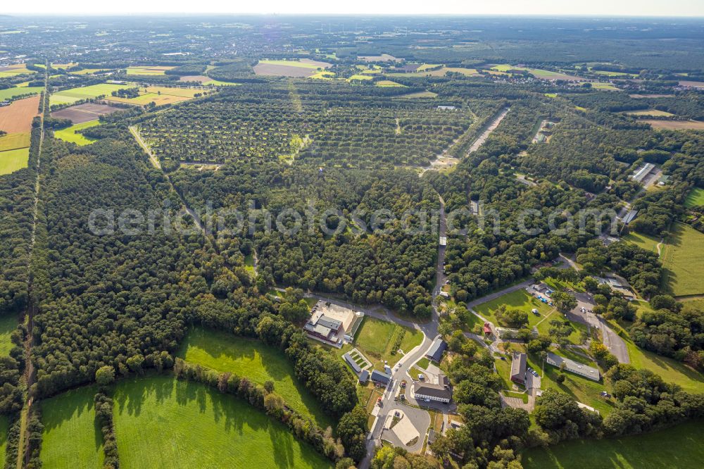 Wulfen from above - Bunker complex and munitions depot on the military training grounds along the Munastrasse in Wulfen in the state North Rhine-Westphalia, Germany