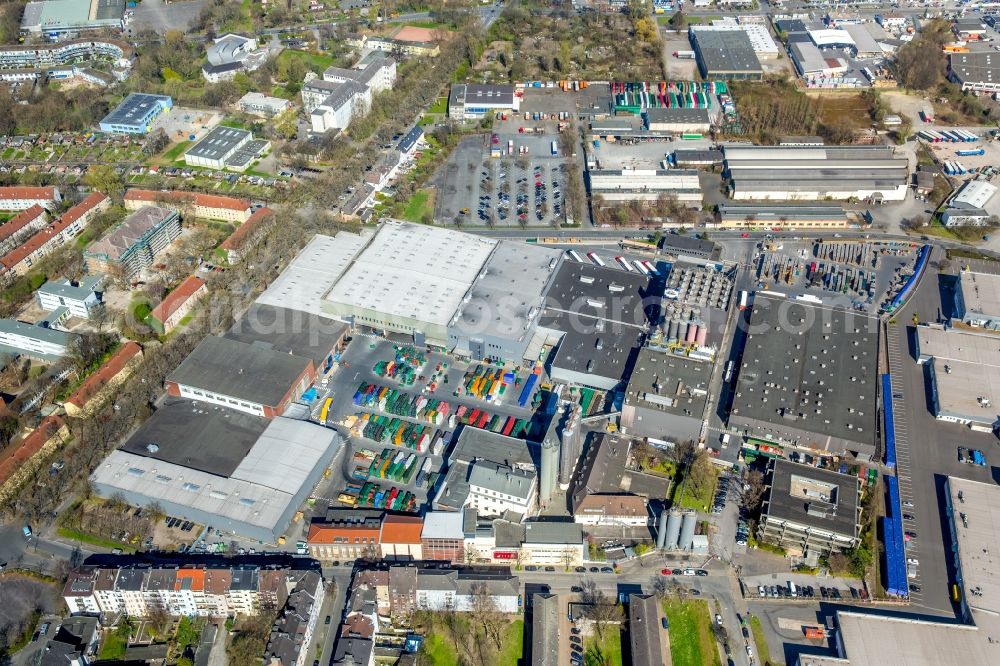 Aerial photograph Dortmund - Building and production halls on the premises of the brewery of DAB Dortmunof Actien-Brauerei GmbH on Steigerstrasse in Dortmund in the state North Rhine-Westphalia