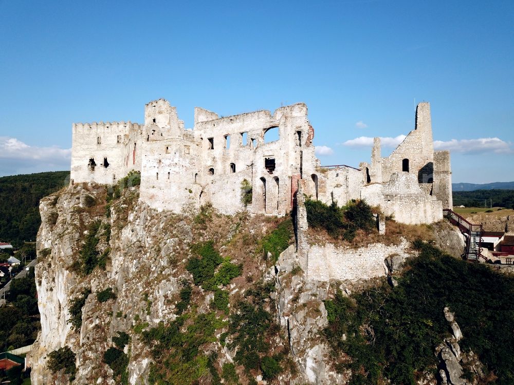 Beckov from above - Castle of the fortress in Beckov in Trenciansky kraj, Slovakia