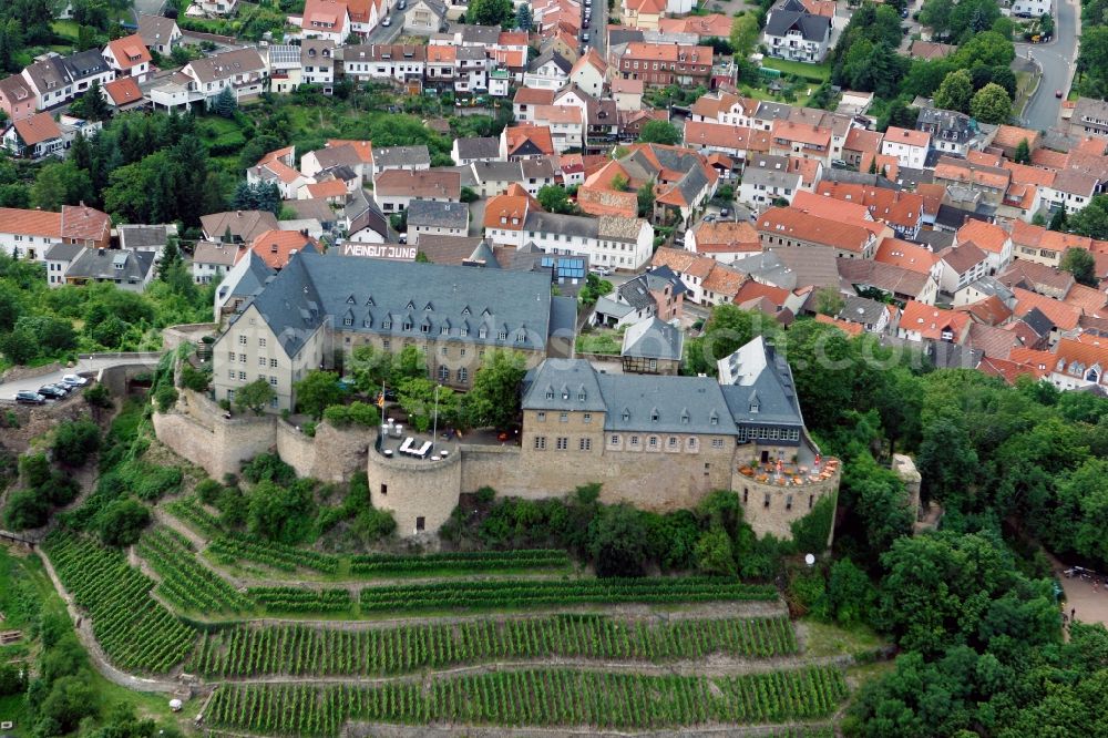 Bad Münster am Stein-Ebernburg from above - Castle Ebernburg in Bad Muenster am Stein-Ebernburg in the state of Rhineland-Palatinate