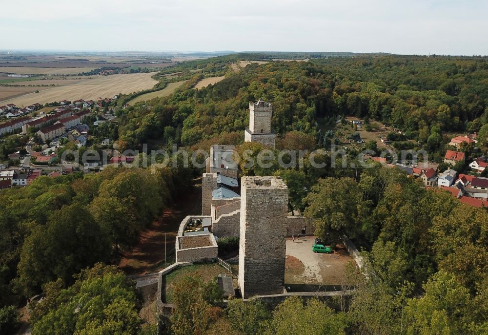 Aerial image Eckartsberga - Castle of the fortress Eckartsburg on Burgweg in Eckartsberga in the state Saxony-Anhalt, Germany