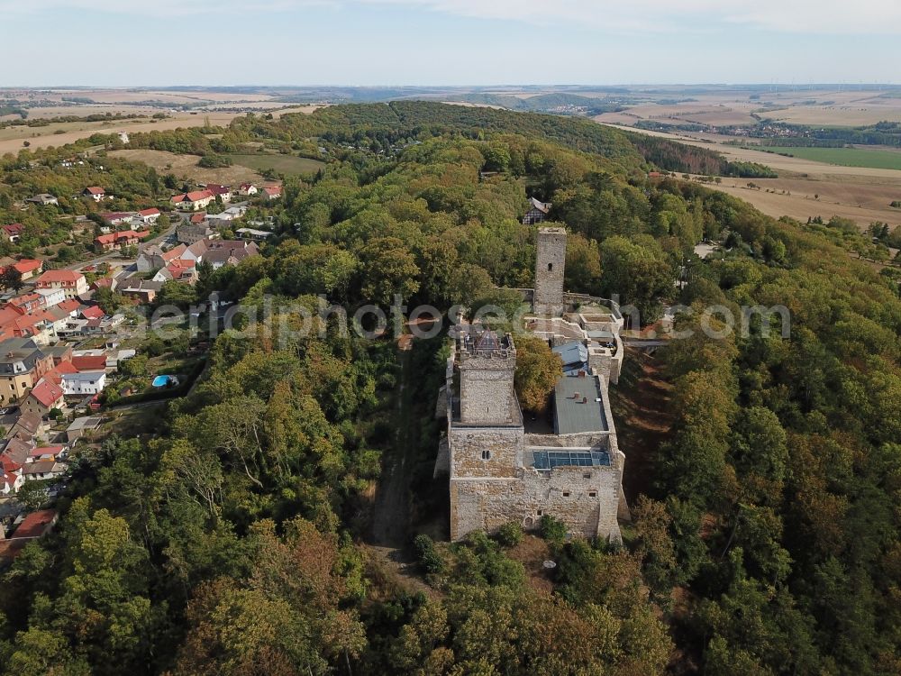 Aerial image Eckartsberga - Castle of the fortress Eckartsburg on Burgweg in Eckartsberga in the state Saxony-Anhalt, Germany