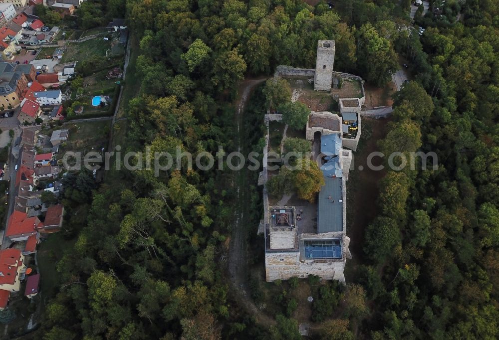 Aerial photograph Eckartsberga - Castle of the fortress Eckartsburg on Burgweg in Eckartsberga in the state Saxony-Anhalt, Germany