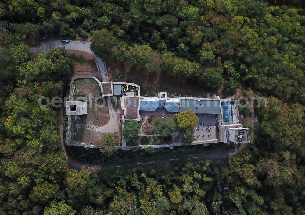 Eckartsberga from above - Castle of the fortress Eckartsburg on Burgweg in Eckartsberga in the state Saxony-Anhalt, Germany