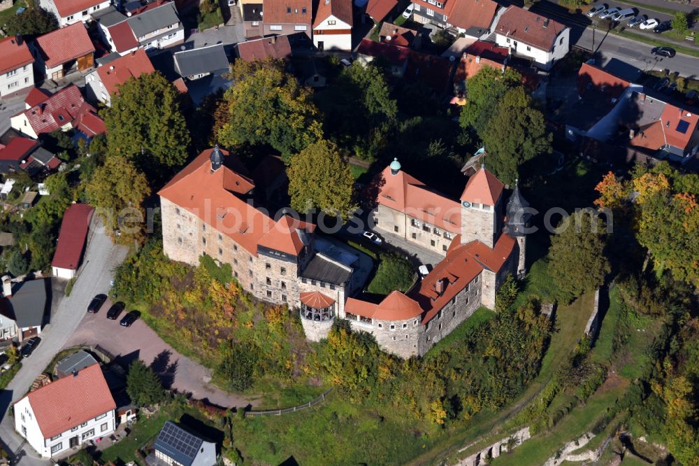 Aerial image Elgersburg - Castle of the fortress in Elgersburg in the state Thuringia, Germany