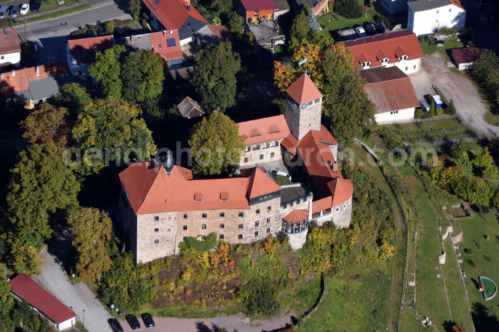 Elgersburg from above - Castle of the fortress in Elgersburg in the state Thuringia, Germany