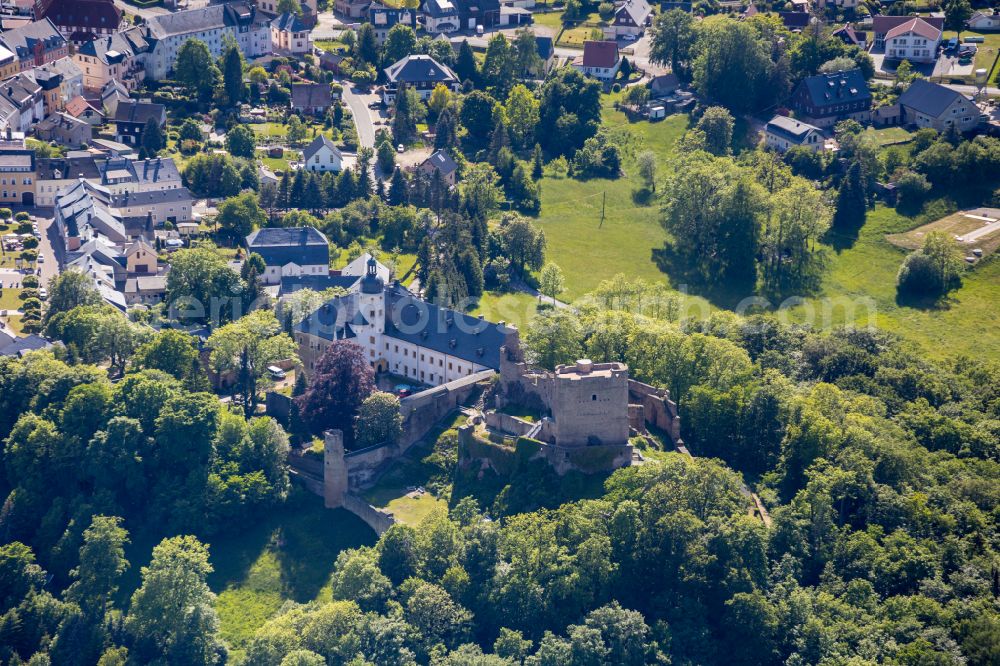 Aerial photograph Frauenstein - Castle of the fortress Frauenstein in Frauenstein in the state Saxony, Germany